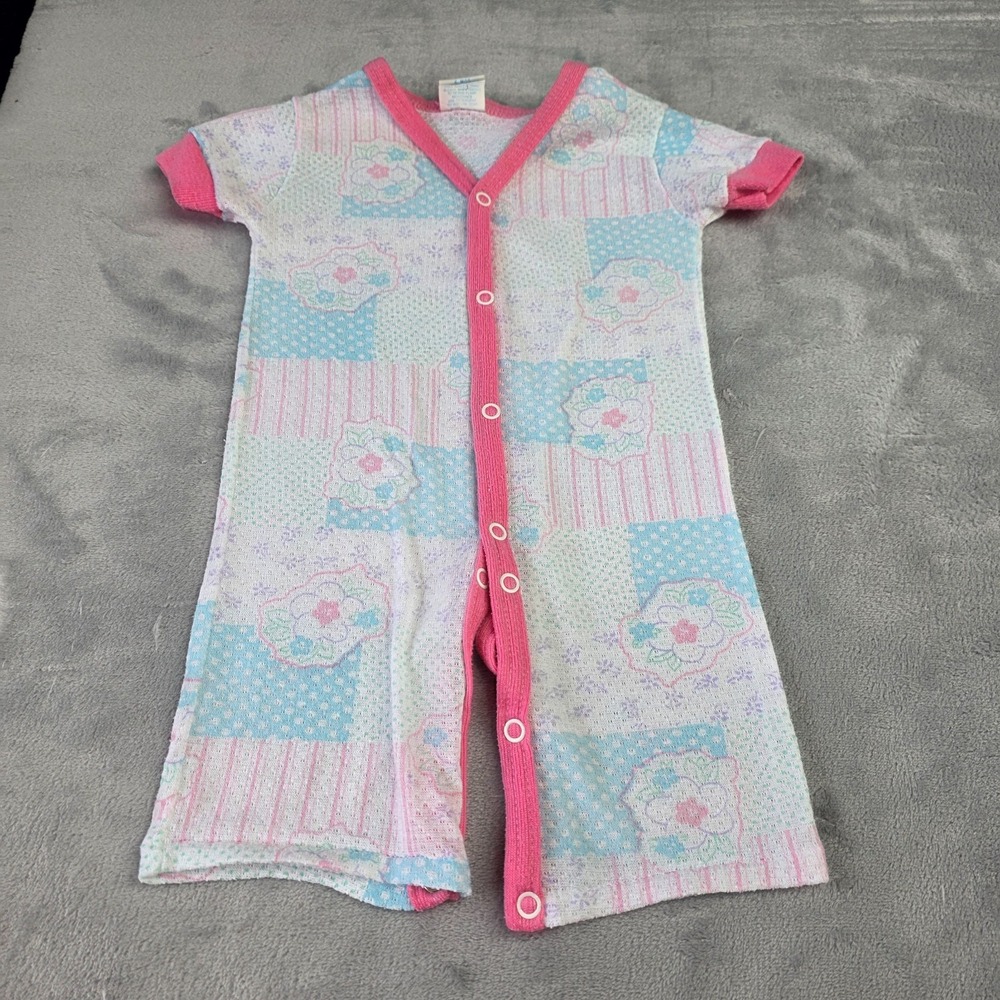 VTG JC Penny "Toddle Time" 6 Month Snap Floral/Patchwork Romper